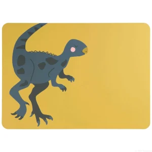 Kindertischset in Lederoptik "Xiaosaurus Xabi" - 33x46 cm (Gelb/Grau)